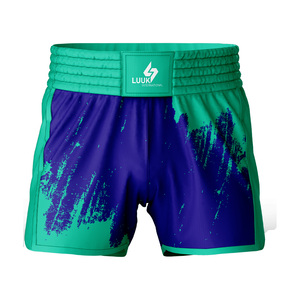 Shorts de Muay Thai MMA Personalizados para Mujer, Impresión por Sublimación, Morado y Verde, Secado Rápido, 100% Poliéster, Corte Regular, Ropa de Artes Marciales para Adultos - Product Image 2