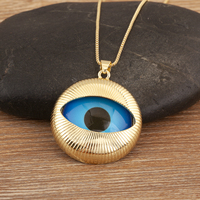 Collier avec pendentif œil bleu plaqué or, charme personnalisé, bijoux minimalistes, grand pendentif pour femmes, hommes, cadeau pour meilleur ami