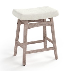 Tabouret de comptoir en pin blanchi avec siège rembourré - Vente en gros - Product Image 1