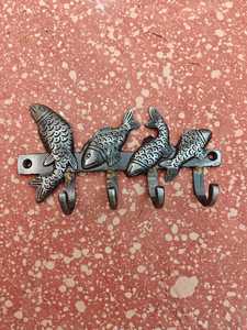 Antique Style Metal Fish Theme <b>Wall</b> Decor Coastal Style Fish Shaped <b>Clothes</b> Hanging Hooks for Towels Bags Coats Hardware - Product Image 2