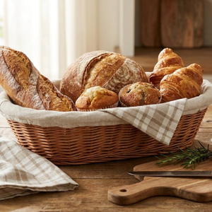 Oval Lined Banneton 1kg Handmade <b>Bread</b> Proofing <b>Basket</b> with Cotton Liner for Sourdough Baking Full Set - Product Image 6