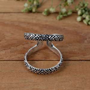 SHYAM JEWELRS Handmade 925 Sterling Silver Luxury Patterned Arthritis <b>Ring</b> Splint-<b>Adjustable</b> Swan Neck Support for PIP/DIP Joint - Product Image 1