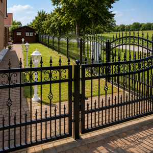 Decorative Black Wrought Iron balustrades railings Outdoor Metal Fence Main Entrance Gate for Villa Garden Boundary - Product Image 1