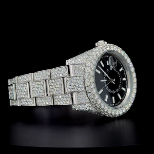 Customized Unisex Luxury Wrist <b>Watch</b> Full Iced out <b>Black</b> Dial Hip Hop Style with Moissanite Diamond New Arrival - Product Image 2