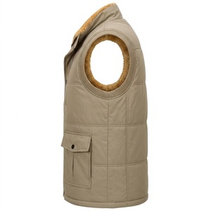 Gilet matelassé d'hiver pour homme, doublé polaire, zippé, col montant, poches cargo, imperméable et respirant - Product Image 3
