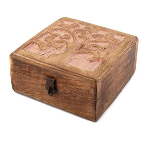 Boîte de rangement en bois économique avec motif floral sculpté pour bijoux, bagues, boucles d'oreilles, cadeaux et précieux souvenirs personnels - Product Image 6