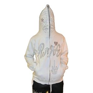 <b>Y2K</b> <b>Hoodie</b> Men <b>Zip</b> <b>up</b> <b>Hoodie</b> <b>Y2K</b> Rhinestone Cotton <b>Hoodie</b> - Product Image 3