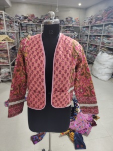 Floral Printed Women's Quilted <b>Jacket</b> Open Front <b>Chinese</b> Style Full Sleeve Warm Winter Outerwear Polyester Fabric GIFT FOR HER - Product Image 1