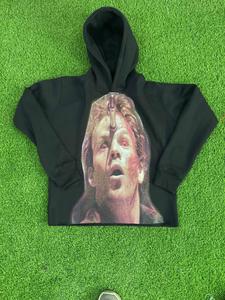 Sweat-shirt à capuche unisexe noir surdimensionné avec impression frontale par sublimation, style décontracté en polyester tricoté, collection automne, prix de gros - Product Image 3