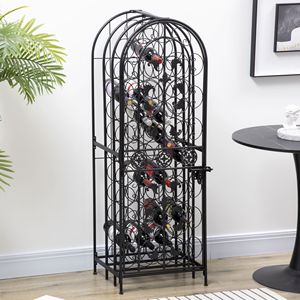 Portabottiglie in Ferro Battuto per 45 Bottiglie con Serratura, Design Stile Carcerario Nero - Product Image 6