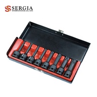 Boîte métallique à shn, lot de 6 ou 8 pièces, 1/2 pouces, adaptée à Taiwan, dr Impact Torx, Hex, XZN, jeu de douilles de foret à soufflage, étui