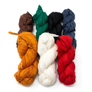 Ruban de sari multicolore 100% soie fabriqué à partir de soie recyclée pour l'artisanat, l'emballage cadeau, le tissage, la décoration de bijoux, les projets créatifs - Product Image 1