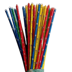 Vietnam vente en gros 120cm bois d'eucalyptus écologique durable balai bâton PVC enduit poignée coloré fleur conception pelle à poussière - Product Image 1