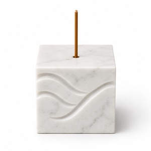 Porta Incienso de Mármol de Lujo, Quemador de Agarbatti Tallado en Forma de Ola, Elegante Decoración Aromática para Mesa, Diseño Tallado Personalizado - Product Image 1