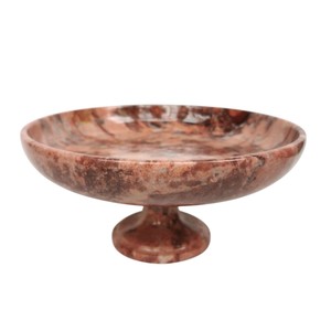 Centro de mesa de mármol rojo de calidad deluxe con pedestal, hecho a mano con piedra natural rosa para decoración de mesa de boda y hogar. - Product Image 1