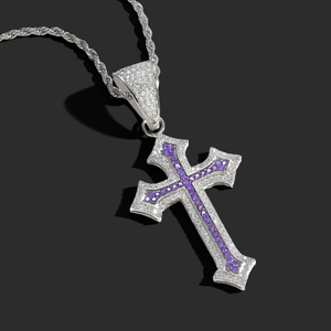 Pendentif Croix Gothique en Argent Sterling 925 Certifié IGI VVS avec Spinelle Noire et Diamants de Laboratoire Iced Out Style Hip Hop – Vente en Gros - Product Image 3