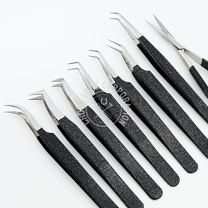 Pince à cils individuels pour extensions de cils en volume, à pointe en fibre personnalisée, 35, 45, 90 degrés, avec prise en fibre - Product Image 1