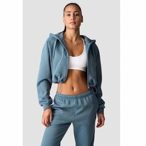 Custom Casual Crop Top Hoodie <b>Set</b> Faded Washed <b>Women's</b> Sweat suit Hoodies Tracksuit <b>Set</b> Acid Wash Distressed Baggy Sweatpants - Product Image 6