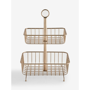 Cesta de Almacenamiento Metálica Vintage de 2 Niveles, Cesta Redonda de Alambre Negro con Soporte para Exhibición de Artículos de Cocina, Cesta Decorativa - Product Image 3