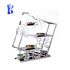 OKEY Fournitures de Restaurant – Présentoir Alimentaire de Luxe en Acier Inoxydable Argenté, Rehausseur de Buffet pour Événements et Fêtes - Product Image 1