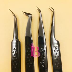 Pinces à cils en vison noir avec logo personnalisé, nouvelles pinces en acier inoxydable pour cils russes en volume, avec texture de pointe lisse - Product Image 6