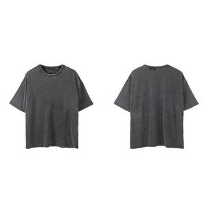 Camiseta de Algodón Oversize para Hombre, Servicio Profesional, Color Liso, Cuello Redondo, Manga Corta, Estilo Casual, Tejido Lavado, Ajuste Regular, Largo Estándar - Product Image 1