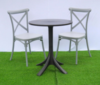 Chaise de salle à manger en plastique moulé gris à dossier en X avec fonction extensible, design contemporain moderne pour usage domestique