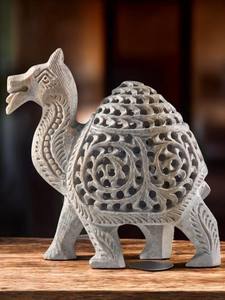 Sculpture de chameau en pierre ollaire artisanale – Figurine d'animal en pierre sculptée à la main pour la décoration de la maison, du bureau et du jardin - Product Image 1