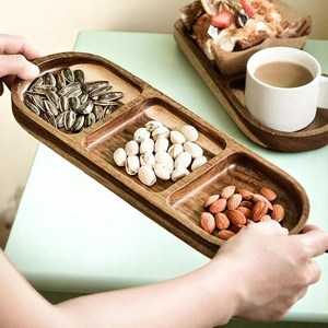 Oval Natural Wood Catchall Tray Decorative Organizer Tray for Entryway Bedroom Dresser Coffee Table Decoration - Product Image 1