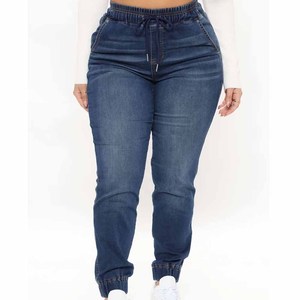 Women's Casual Sweatpants Mid Elastic Stretch Regular Denim Pants Drawstring Comfortable Eco-Friendly <b>Jeans</b> <b>Joggers</b> Winter Flat - Product Image 1