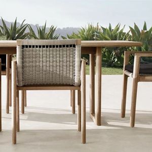 Addison Outdoor <b>Dining</b> <b>Armchair</b> Rattan Teak Wood Contemporary Garden Chair Durable Hard Floor Use - Product Image 5