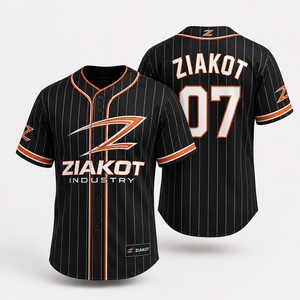 เสื้อเบสบอลของผู้ชาย Ziakot เสื้อกีฬาสีดำสีส้มลายทางแขนสั้นพอดีตัวระบายอากาศปกติ - Product Image 1