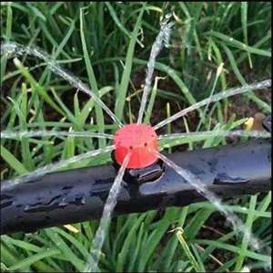 Goutteur d'irrigation réglable à quatre sorties, 0 à 70 LPH, en PP noir et rouge, pour ferme, serre, pelouse et jardin - Product Image 5