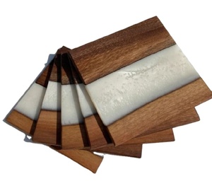 Epoxy <b>Resin</b> Square coaster and Wood Stand Eco Friendly Luxury Solid Wood and Epoxy <b>Resin</b> Craft <b>Top</b> Quality Customize Square - Product Image 1
