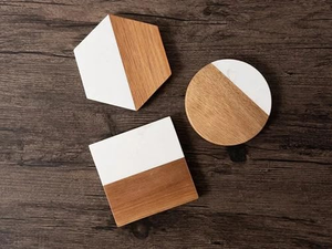 High Quality Marble & Wood <b>Set</b> of 4 <b>Coaster</b> for Coffee Drink Tea <b>Coaster</b> for Dinig Table Modern <b>Coaster</b> for Home Decoration - Product Image 2