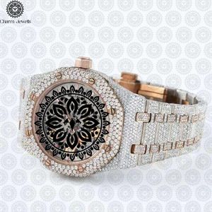 Montre de luxe Charm Jewells en acier inoxydable, boîtier carré de 40 mm, mouvement mécanique analogique, mode masculine, accents de diamants, 10 bars - Product Image 4