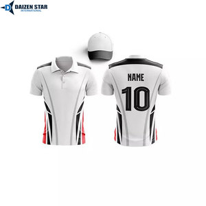 Uniforme de críquet tipo polo de manga corta para hombre, color blanco con bloques de color en contraste, con el número 10 y estampado del nombre, corte regular, para todas las temporadas. - Product Image 3