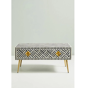 Handmade Bone Inlay Coffee Table with 2 Drawers - Product Image 6