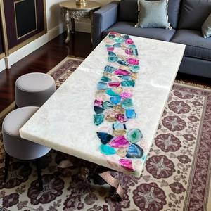 Plateau de table en agate | Plateau de table de salon Royal | Plateau de table personnalisé en agate | Planche de cuisine artisanale | Plateau de table de bureau - Product Image 2