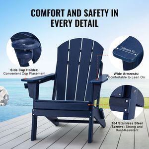 Set di 2 Sedie Adirondack Pieghevoli Portatili per Esterni con Portabicchieri, Resistenti alle Intemperie, per Uso in Spiaggia e Giardino - Product Image 5