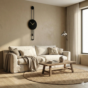 Geometric Metal Wall <b>Clock</b>: Pendulum Design (Matte, Ready to Hang - Product Image 4