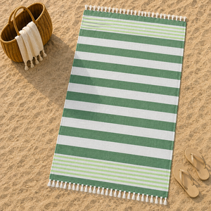 Serviette de plage turque Fouta 100% coton, motif rayé teint en fil, légère, séchage rapide, serviette de hammam, logo personnalisé, fournisseur en gros. - Product Image 1