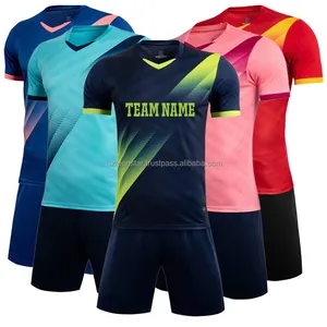 Seragam Olahraga Tim Sepak Bola, Baju Latihan Anak Dewasa & Celana Pendek, Jersey Sepak Bola Lengan Pendek Sublimasi Kustom