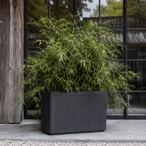 Jardinera Rectangular Moderna Blanca de Fibra de Vidrio con Nervaduras Hieta Garden, 90x40x60cm, para Exteriores, Patio, Maceta - Product Image 5