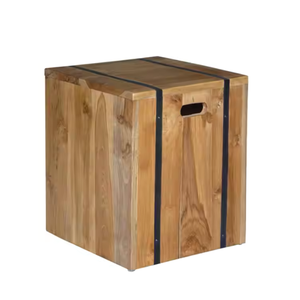 Minimalist Design Teak Wood <b>Side</b> <b>Table</b> from Premium Material with Holes for Durable Terrace and Home Decor - Product Image 2