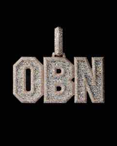 Boucles d'oreilles pendantes OBN avec breloque lettre, en argent 925 plaqué rhodium, micro-incrustation de moissanite, luxe unisexe, pour soirée, hip-hop, usage quotidien - Product Image 3