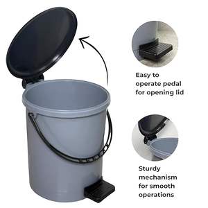 Cubo de Basura Grande de Plástico con Pedal, Contenedor de Residuos Duradero con Tapa para Hogar, Cocina, Oficina, Baño (15 Litros, Gris) - Product Image 5