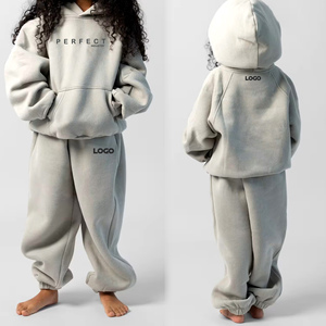 PERFECT INDUSTRY Kids Clothing Beige Color Girls Hoodie Sweatpants Set Children's Unisex Tracksuits All Sizes Sweatsuit <b>Jumper</b> - Product Image 3