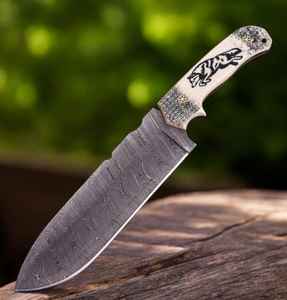 Couteaux fixes de survie pour le camping et la chasse en plein air avec options de personnalisation OEM, lames de qualité en acier Damas pour la chasse - Product Image 3