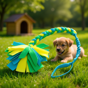 Jouet à mâcher pour animaux de compagnie, corde tressée avec pompon en feutre pour chiens, 85 cm - Product Image 3